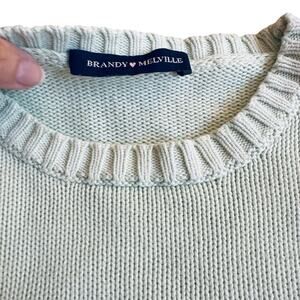 BRANDY MELVILLE Mint Green Cotton Knit Sweater Made in Italy One Size